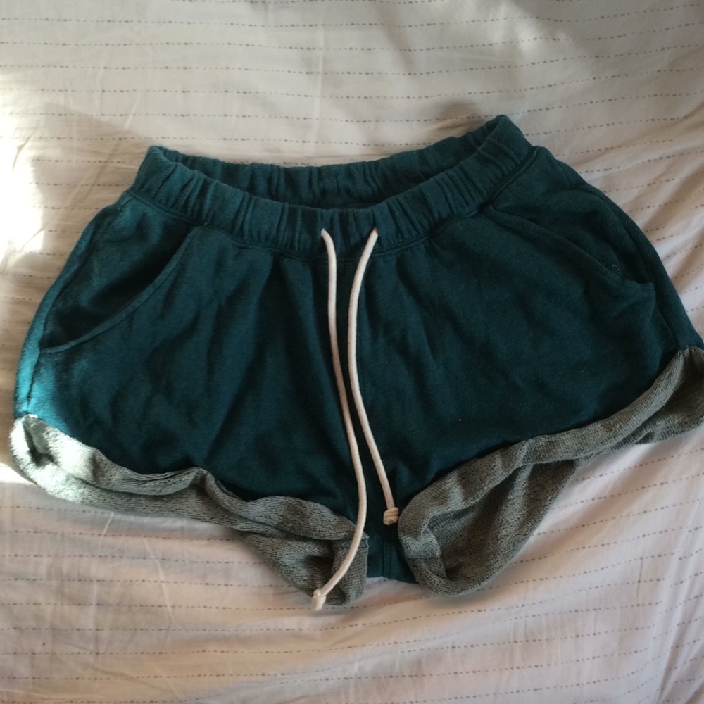 XS teal cotton shorts
